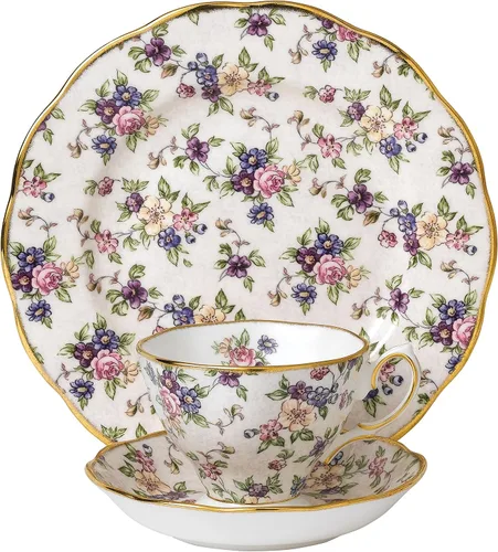 Vista 20 de Royal Albert 100 años 1990 - Juego de 3 piezas (taza de té, platillo y plato de 8")