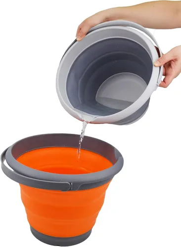 Vista 6 de SAMMART Cubo de plástico plegable de 8,5 L (2,2 galones) - Tina redonda plegable - Cubo de agua portátil para pesca - Maceta al aire libre que Gris