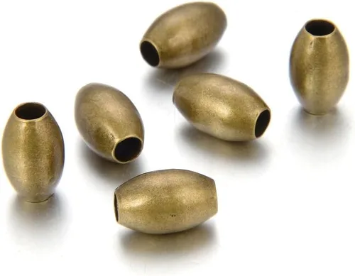 Vista 4 de 100 cuentas sueltas de metal de arroz ovaladas lisas de 0.276 in de latón chapado en bronce antiguo para fabricación de joyas artesanales CF257-1
