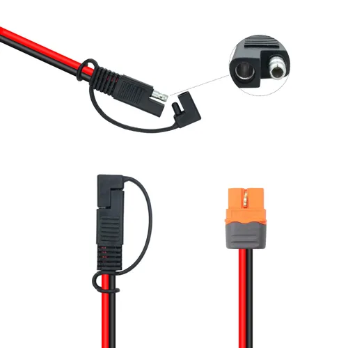 Vista 4 de Adaptador de conector SAE a XT60I-F, cable de 12 AWG, conector de panel solar SAE, con adaptador inverso para estación de energía portátil