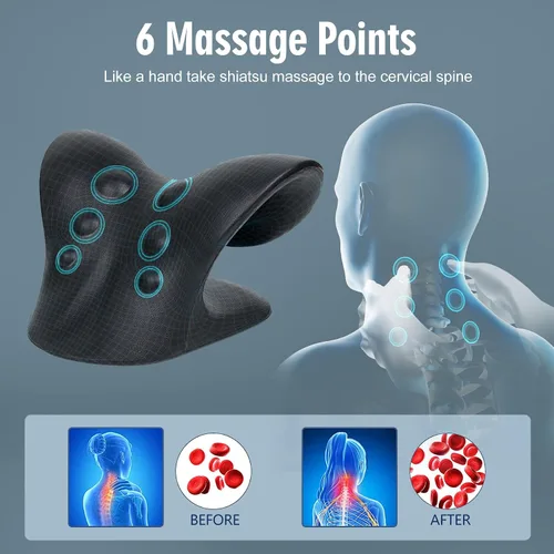 Vista 6 de ComfortLife Estirador de Cuello para Alivio del Dolor, Relajador de Cuello y Hombros, Dispositivo de Tracción Cervical Almohada para Relajación Negro
