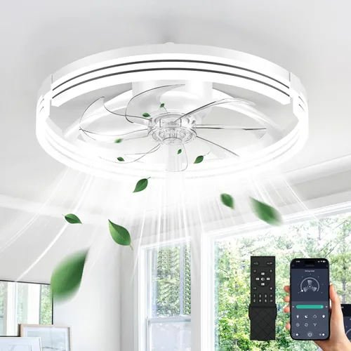 Vista 14 de Ventiladores de techo con luces y control remoto, ventilador de vidrio negro.