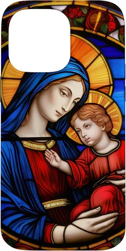 Vista 21 de Blessed Virgin Mary and Jesus Christ Stained Glass Case for iPhone 16