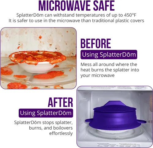 Vista 28 de L.I.Q - Protector de salpicaduras de silicona, se adapta a macetas de 8 y 10 pulgadas (20 y 9.8 in), apto para microondas y duradero, incluye tapa