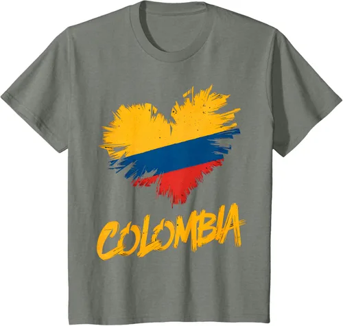 Vista 77 de Camiseta con la bandera del corazón de Colombia