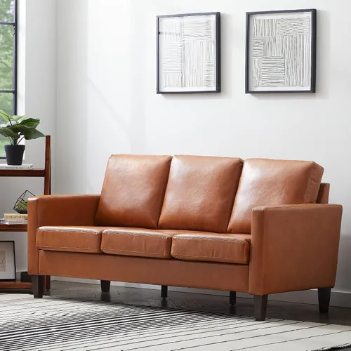 Vista 25 de Edenbrook Sofá tapizado Archer - Asientos Tres - Brazo Recto Diseño Moderno, Terciopelo Verde