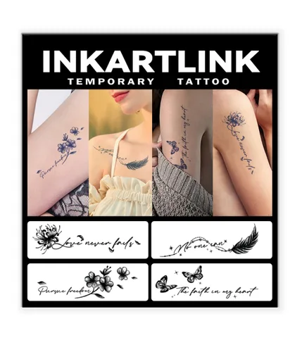 Vista 8 de INKARTLINK 6 hojas de tatuajes temporales, tatuajes semipermanentes, tatuajes falsos, 1-2 semanas de tatuaje, para mujeres maduras y elegantes