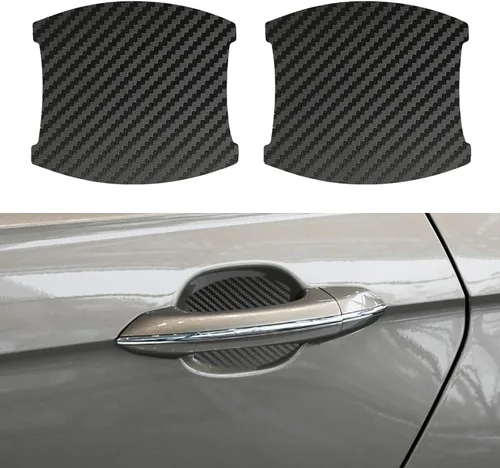 Vista 7 de kingsea 4 protectores de arañazos para manija de puerta de automóvil, textura magnética extraíble de fibra de carbono 3D, textura de fibra