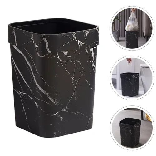 Vista 2 de Zerodeko Diseño de mármol redondo de mármol de mármol de la cesta de la basura de la cocina moderna del negro