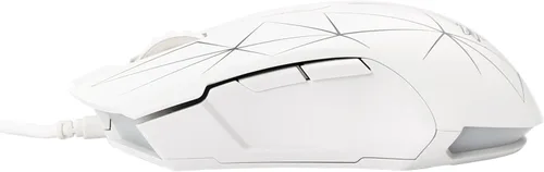 Vista 3 de Mouse para jugadores USB Ajazz Firstblood Watcher con patrón RGB, retroiluminado, de 2400 DPI, 7 Botones Programables, AJ52, blanco estrella