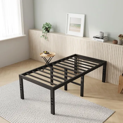 Vista 19 de Novilla Base de cama tamaño Queen, base de cama con plataforma de metal de 14 pulgadas tamaño Queen con espacio de almacenamiento debajo de la cama