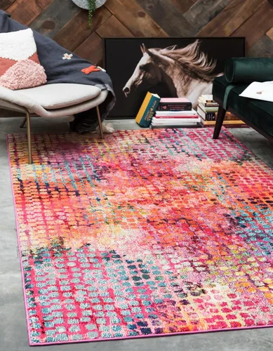 Vista 7 de Tapete Unique Loom colección Jardin para múltiples áreas, abstracta, vibrante, Polipropileno, Gris/Marrón