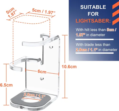 Vista 2 de Cosmos Soporte de montaje en pared para sables de luz acrílicos, soporte para sable de luz con almohadilla protectora para sable de luz vertical