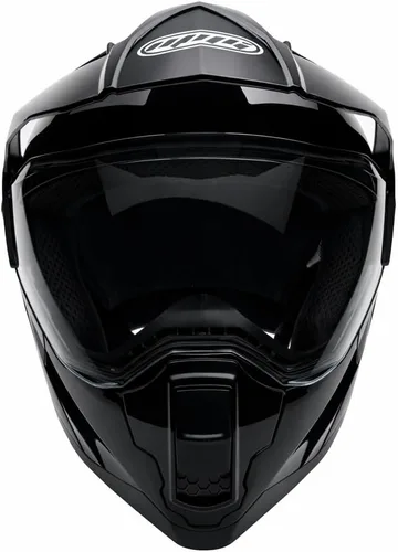 Vista 2 de MMG Casco deportivo dual para motocicleta todoterreno dirt bike ATV - Visera abatible - Modelo 23 (negro brillante, mediano)