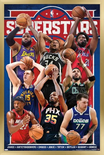 Vista 14 de Trends International NBA League Superstars 23 - Póster de pared, 22.4 pulgadas de largo x 14.7 pulgadas, versión enmarcada de madera de granero