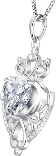 Vista 2 de JO WISDOM Collar con colgante de corazón celta irlandés de plata de ley 925 con piedras natales