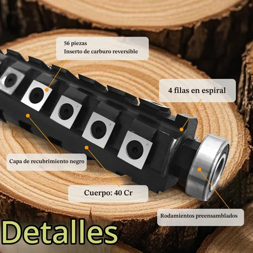 Vista 4 de Cabezal de corte en espiral para DeWalt Planer DW735 DW735X Cepillo de espesor 13 pulgadas Cabezal de corte en espiral con insertos de carburo