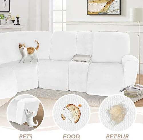 Vista 580 de Arfntevss Fundas de sofá seccional reclinable de terciopelo, Funda de sofá seccional de esquina para sofá reclinable, Funda elástica suave