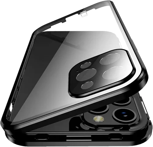 Vista 9 de Funda magnética con bloqueo de seguridad para iPhone 11 Pro de doble cara de vidrio de 360°, cubierta de cuerpo completo con protector de lente