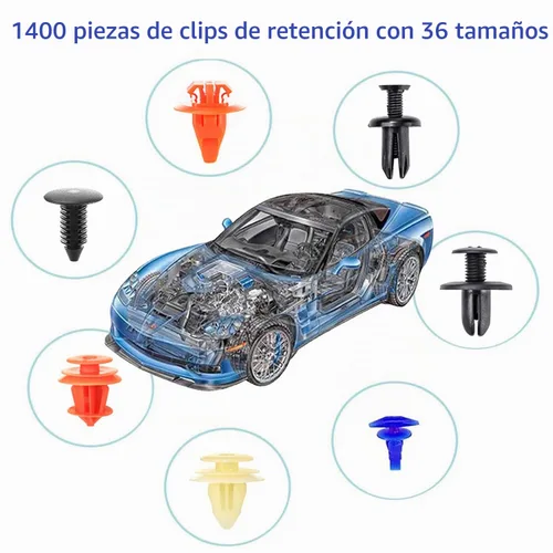 Vista 7 de Uolor Juego de 1565 clips de retención de empuje para automóvil, 36 tamaños, clips de nailon resistente para parachoques y sujetadores automáticos