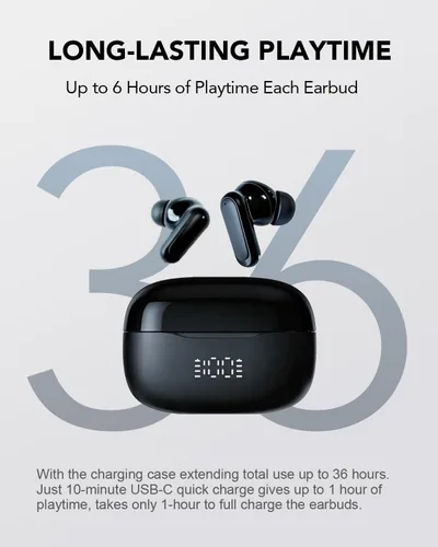 Vista 9 de Auriculares inalámbricos T8 Bluetooth con micrófono, pantalla de alimentación LED, graves profundos, auriculares ergonómicos intrauditivos Negro