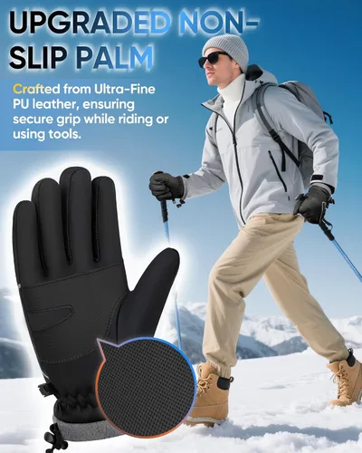 Vista 4 de Guantes de invierno para mujeres y hombres, impermeables y cálidos, guantes sensibles al tacto para ciclismo, correr, trabajar, actividades al aire