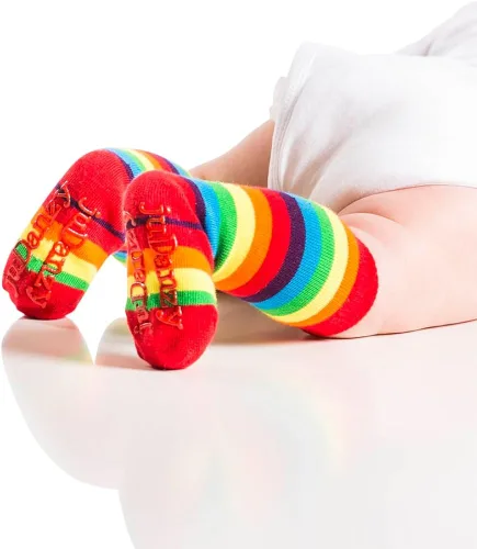 Vista 4 de juDanzy 2 Pack of Baby, Toddler and Kids Knee High Tube Socks for Boys and Girls with Grips