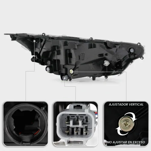Vista 3 de ACANII - Para [estilo sin proyector] 2019-2021 Toyota RAV4 bisel negro LED faros delanteros montaje izquierda + derecha par
