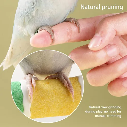 Vista 4 de 2PCS Bird Beak Grinding Stone,Bird Parrot Cage Perch Stand Platform Foot Claws Trimmer Chewing Toys,Washable Cage Furniture for Small Medium