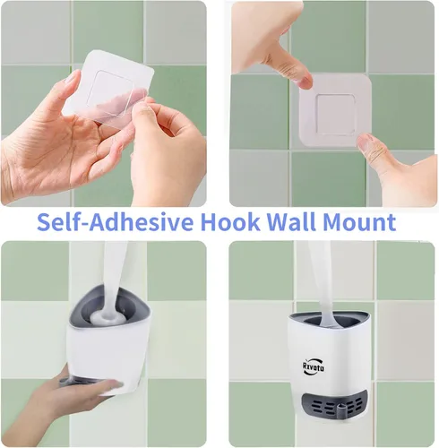 Vista 11 de Cepillo limpiador de inodoro de silicona, kit de cuenco de limpieza de baño, cepillo de inodoro de montaje en pared, cepillo de inodoro recargable