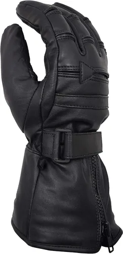 Vista 7 de Guantes de motocicleta para hombre para clima frío guantes de equitación de motocicleta de cuero auténtico color negro Negro