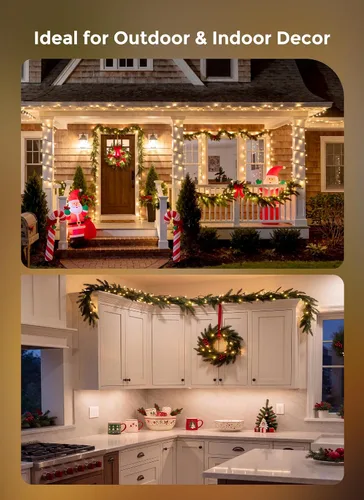 Vista 8 de Minetom Luces LED de Navidad, 20 pies, 100 luces navideñas 2-Alambre blanco y verde puro