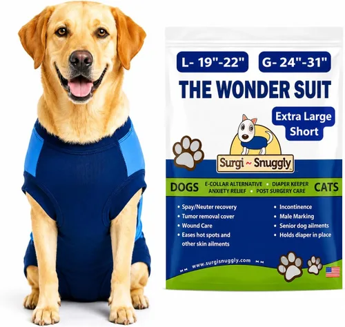 Vista 24 de SurgiSnuggly Traje de Recuperación Quirúrgica Inventado por Veterinarios para Perros Hembra o Macho, Esterilización, Castración, Mameluco, El Traje