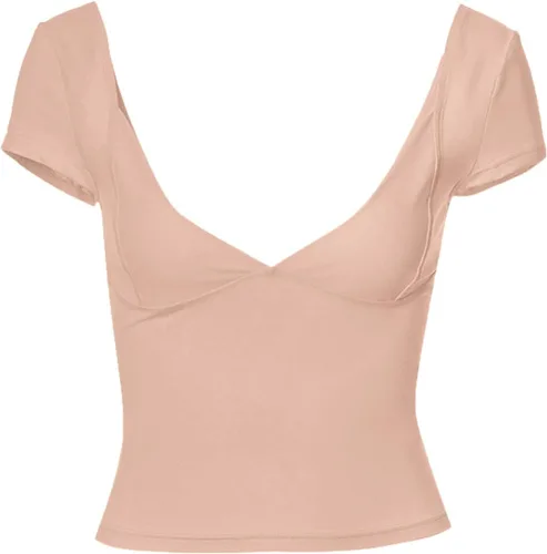 Vista 5 de Camisetas cortas para mujer, sexy, sin espalda, cuello en V profundo, manga corta, Y2K, camiseta casual ajustada para verano