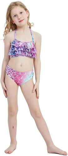 Vista 7 de Conjunto de traje de baño con cola de sirena para niñas, traje de baño de princesa