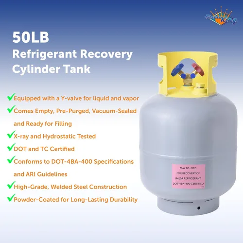 Vista 3 de Flame King YSNR501 tanque cilíndrico para recuperación de refrigerante, 50 libras
