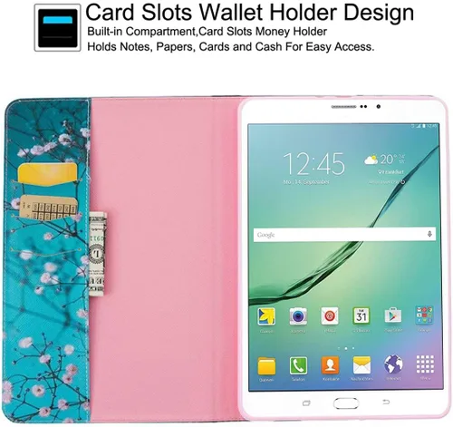 Vista 2 de NewShine - Funda para Galaxy Tab S2 8.0 - Funda de piel sintética con ranuras para tarjetas, soporte para notas para tableta Samsung Galaxy Tab S2