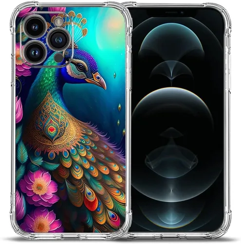 Vista 14 de Funda para iPhone 12 Pro Max, protección contra caídas de flores de mariposa azul, rosa, a prueba de golpes, carcasa protectora de cuerpo completo