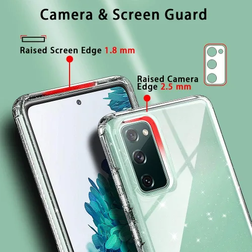Vista 3 de ANNSD Funda protectora para Samsung Galaxy S20 Fe, cubierta protectora de cuerpo completo de goma flexible delgada y transparente con purpurina