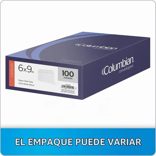 Vista 7 de Sobres de folleto Columbian 6 x 9, sin ventana, blancos, cierre engomado, sobres para envío, 100/caja (COLO915)