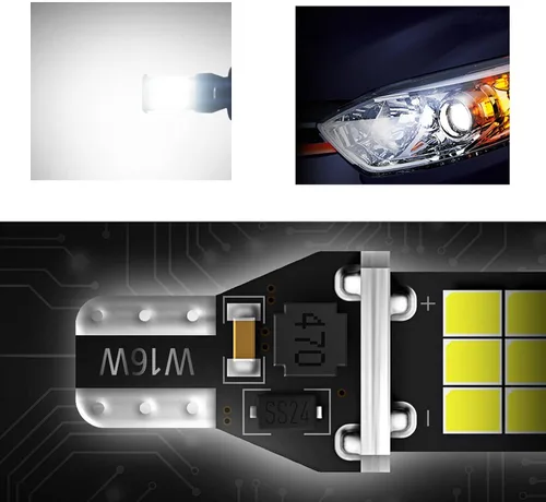 Vista 7 de 2 bombillas LED de respaldo para automóvil, T15-2835-15SMD, bombillas de freno LED de 1.5 x 0.5 pulgadas, universales para la mayoría
