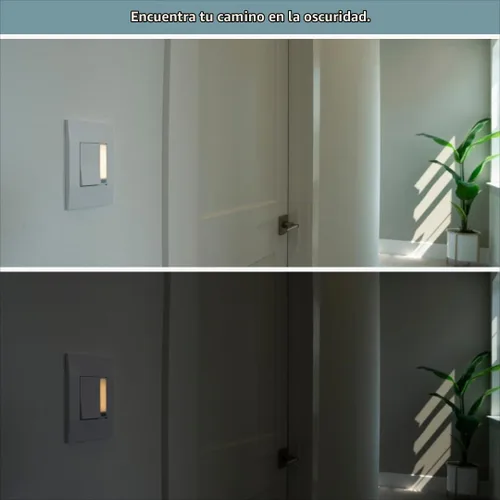 Vista 6 de Interruptor de luz nocturna simple de Deako, luz LED blanca cálida, sensor de encendido/apagado automático, un solo polo, requiere cable neutro