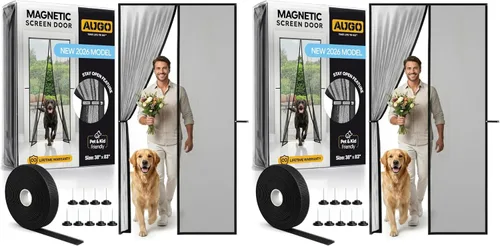 Vista 11 de AUGO Puerta de garaje con cierre magnético – Puerta mosquitera de garaje para 1 coche desplegable – Malla magnética para puerta – Parte inferior