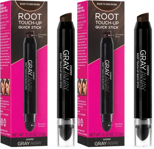 Vista 9 de EVERPRO Gray Away Root Touchup Quick Stick, Negro/Marrón Oscuro, 0.1 Oz