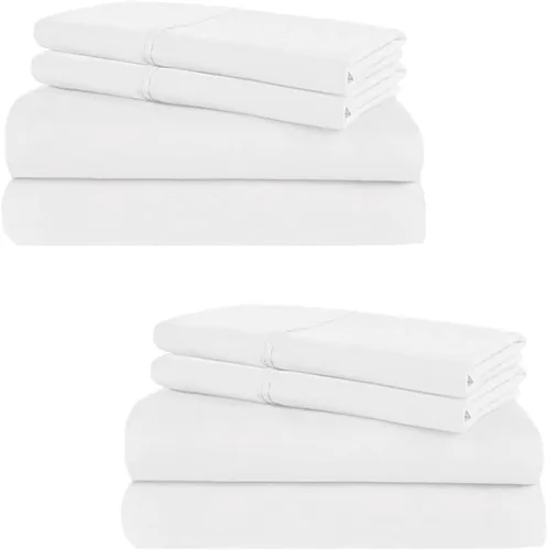 Vista 31 de Juego de sábanas premium de 4 piezas - Sábanas de cama de algodón tamaño individual - 100% algodón - 300 número de hilos - Sábana bajera ajustable