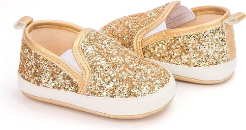 Vista 7 de Meckior Zapatos de lona para bebés, niñas y niños, suela suave, para niños pequeños, sin cordones, recién nacidos, cuna, mocasines, zapatillas