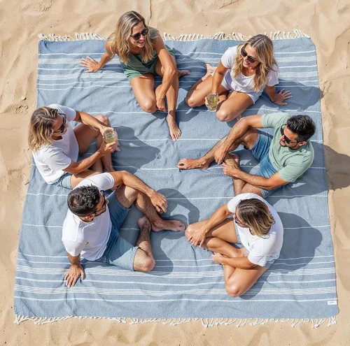 Vista 100 de LANE LINEN - Paquete de 4 toallas de playa de gran tamaño, toalla de piscina prelavada, extragrande, de secado rápido y sin arena, toalla de viaje
