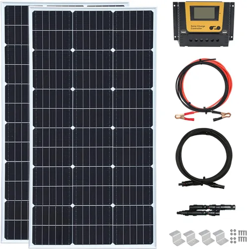 Vista 13 de Kit de panel solar de 100 vatios y 12 voltios, módulo monocristalino, controlador de carga de 10 A para RV, barcos, remolques, cámper, sistema fuera