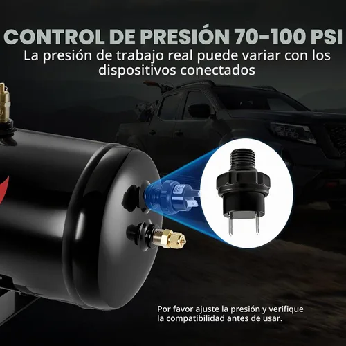 Vista 4 de EVIL ENERGY Tanque de aire y compresor Kit de 1 galón, 5 puertos, 1/4" NPT 150PSI nominal 12V compresor de tanque de aire para camión, bocina
