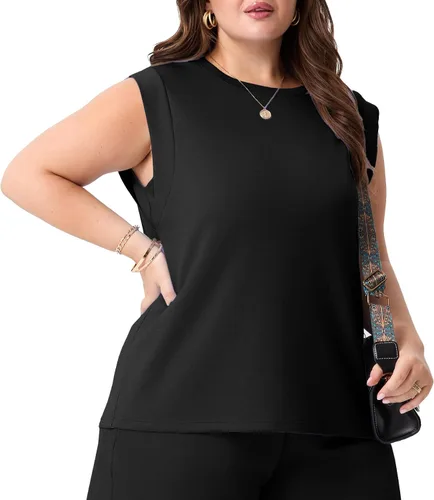 Vista 4 de OLRIK Plus Size Tank Tops for Women Cap Sleeve Soft Stretch Summer Blouses Casual Basic Tee with Underarm Coverage